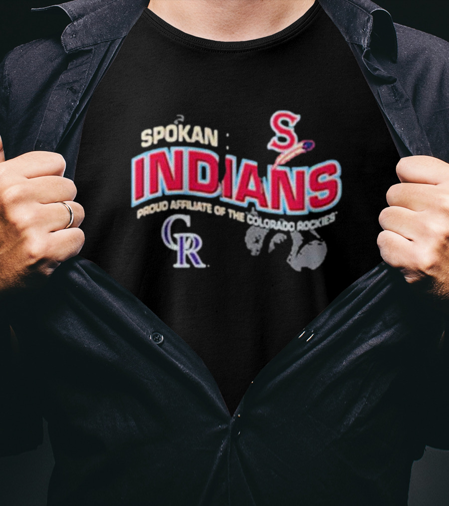 Spokane Indians Proud Affiliate Of The Colorado Rockies Black T-Shirt