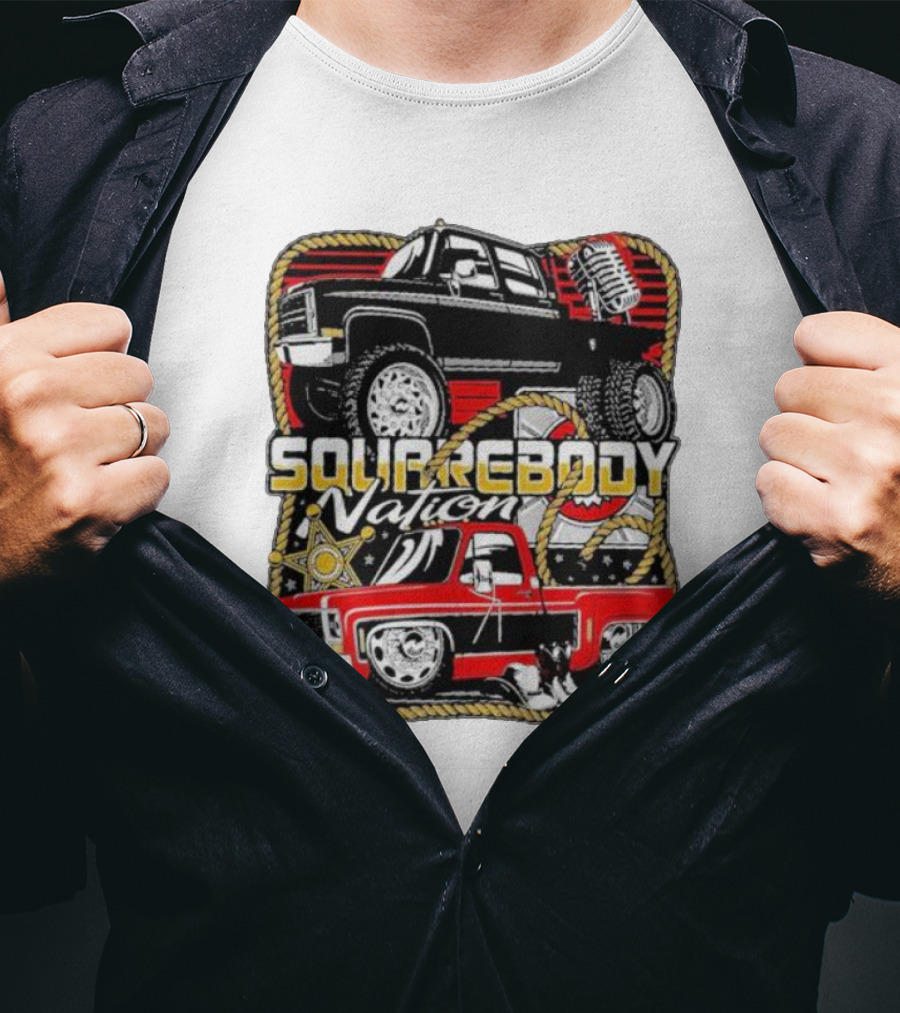 Squarebody Nation Pick Up Trucks And Cowboys Icons T-Shirt