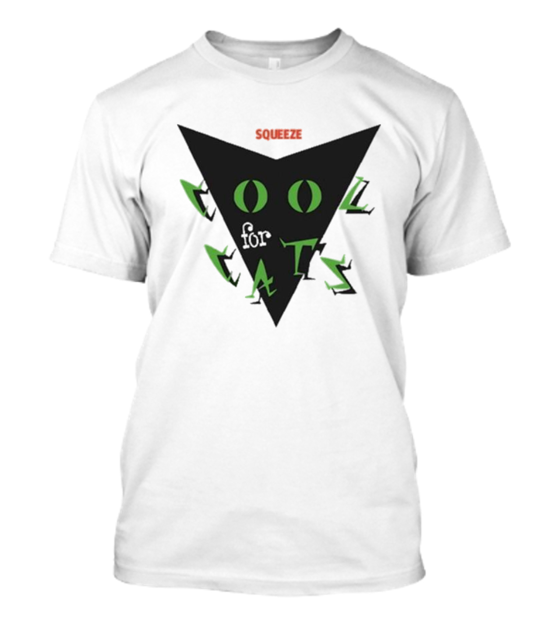 Squeeze Cool For Cats Black Green Eyes Triangle T-Shirt