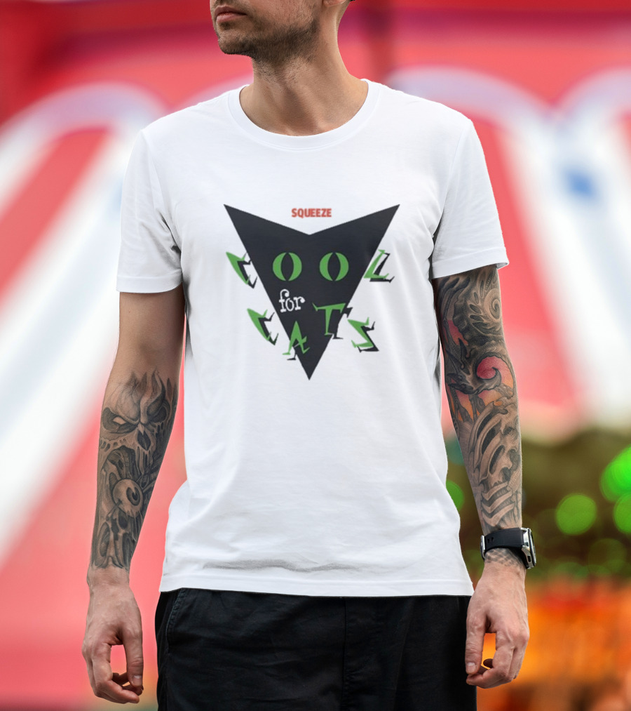 Squeeze Cool for Cats Black Green Eyes Triangle T-Shirt