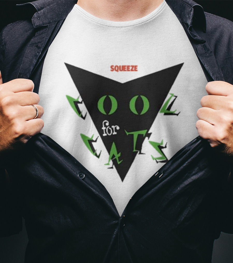 Squeeze Cool For Cats Black Green Eyes Triangle T-Shirt