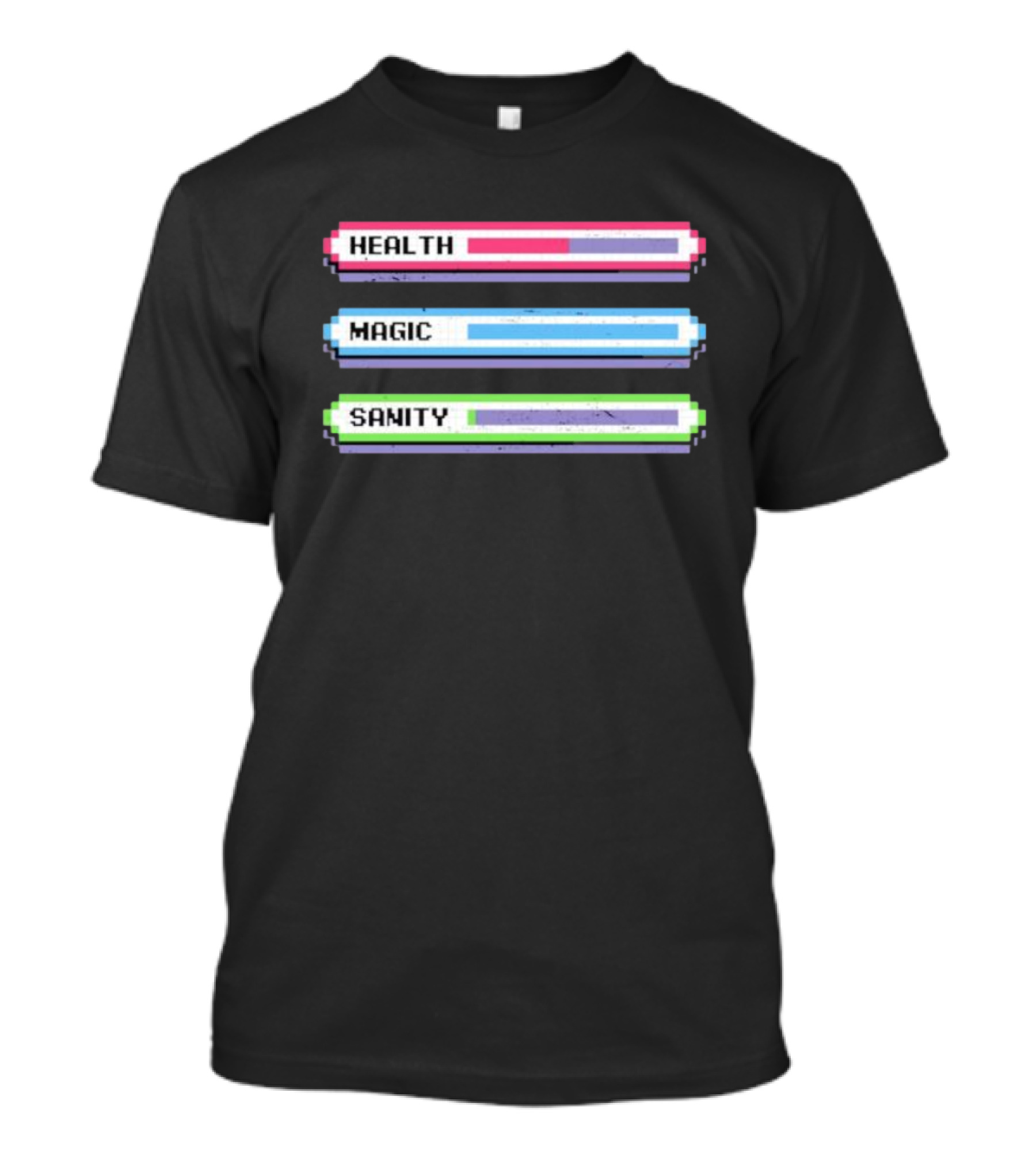 Health Magic Sanity Stats Bar Pixel T-Shirt