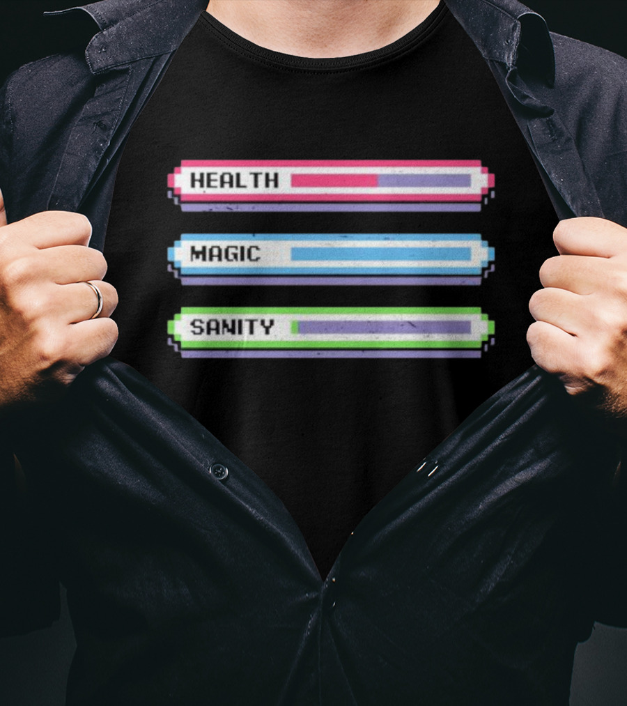 Health Magic Sanity Stats Bar Pixel T-Shirt