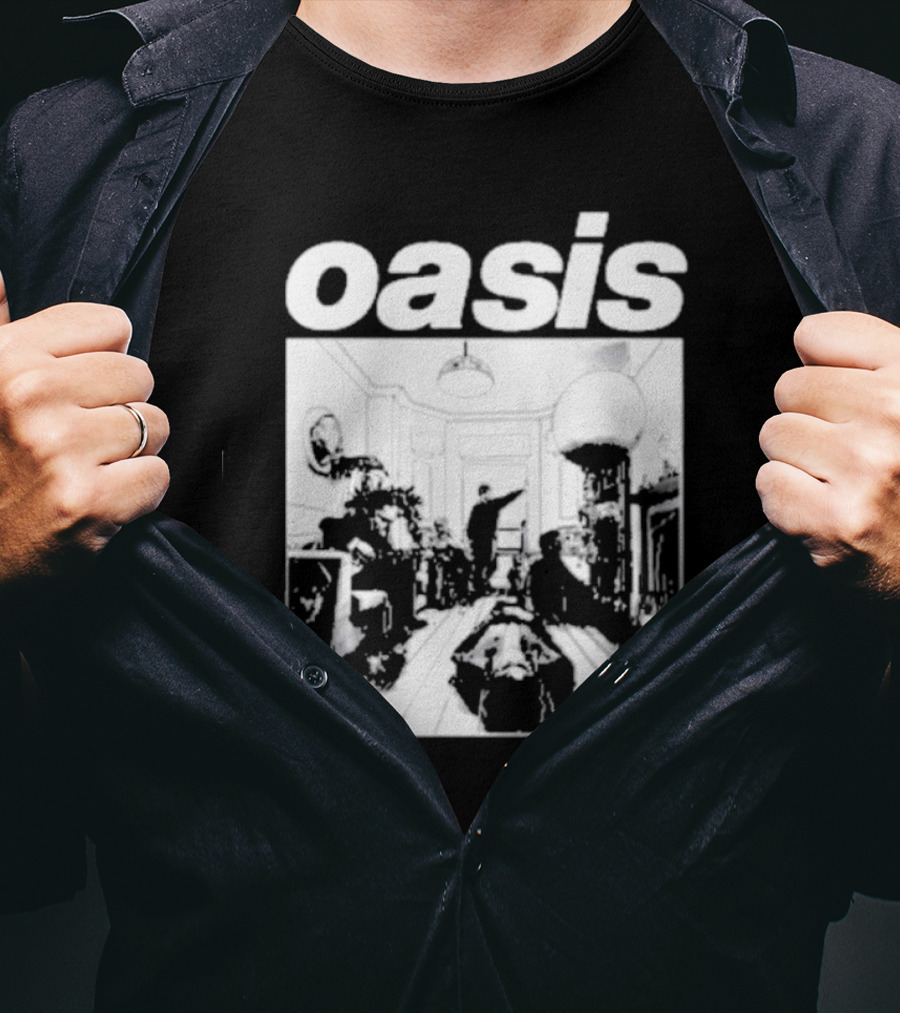 Oasis Definitely Maybe Monochrome Room Scene T-Shirt