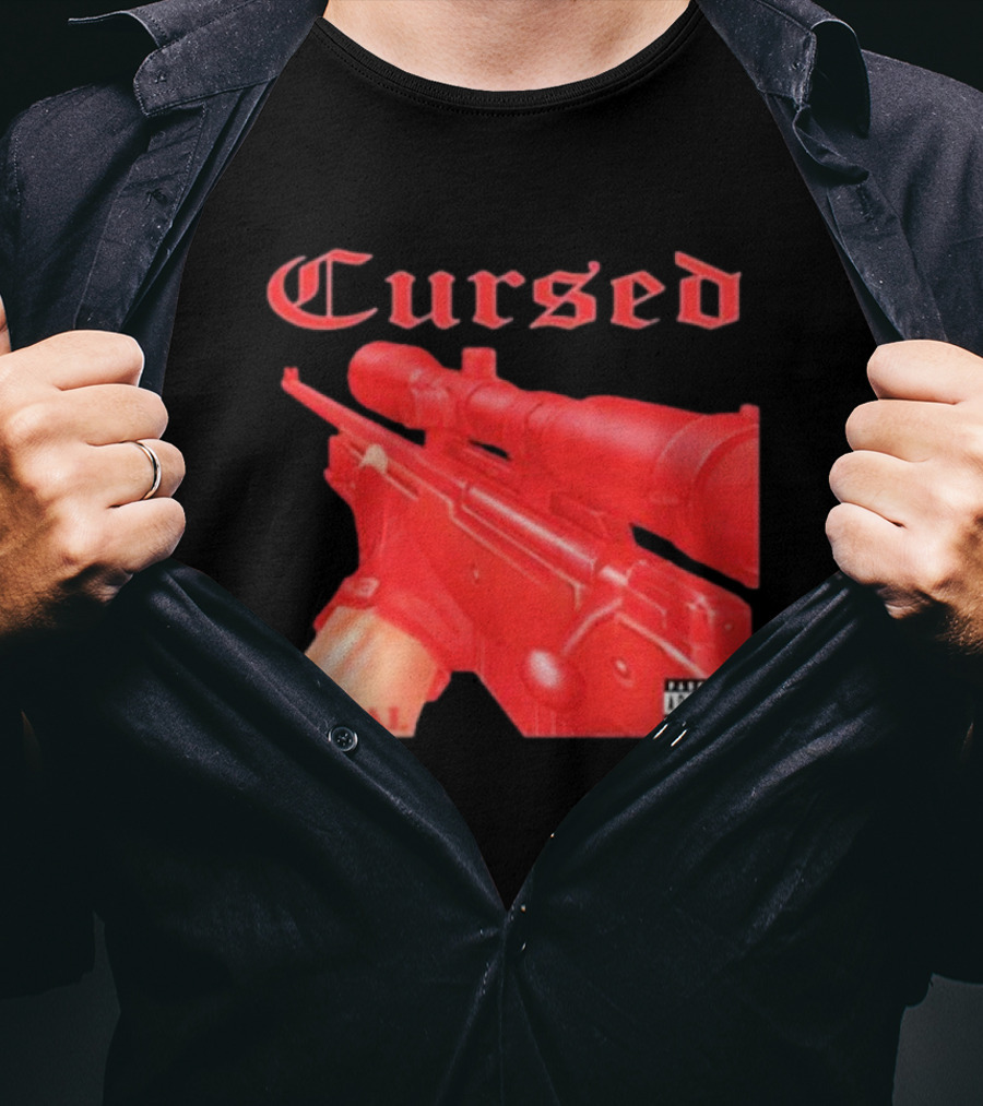 Cursed Postal Rifle Record Text Explicit Content T-Shirt
