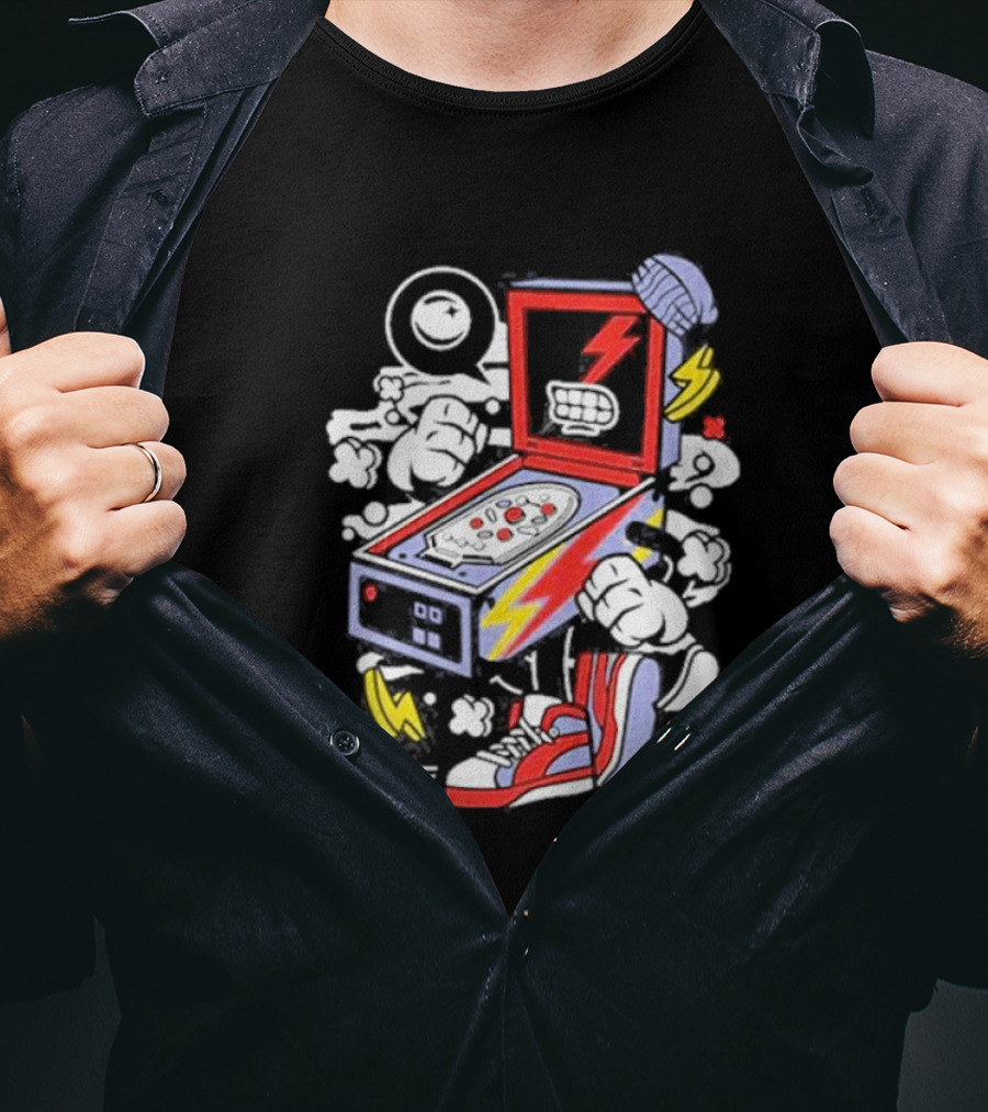 Stern Pinball Lightning Bolt Cartoon Sneakers T-Shirt