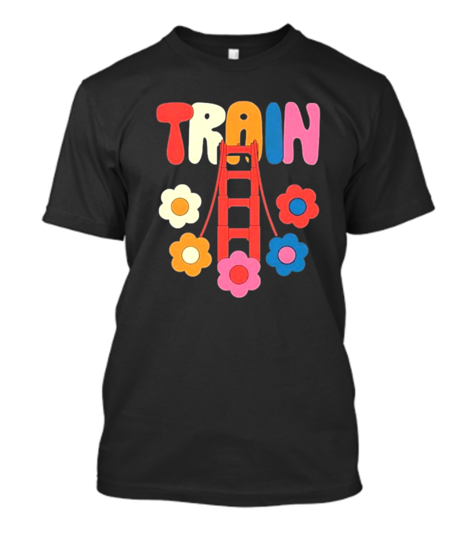 Train Golden Bridge Flowers T-Shirt