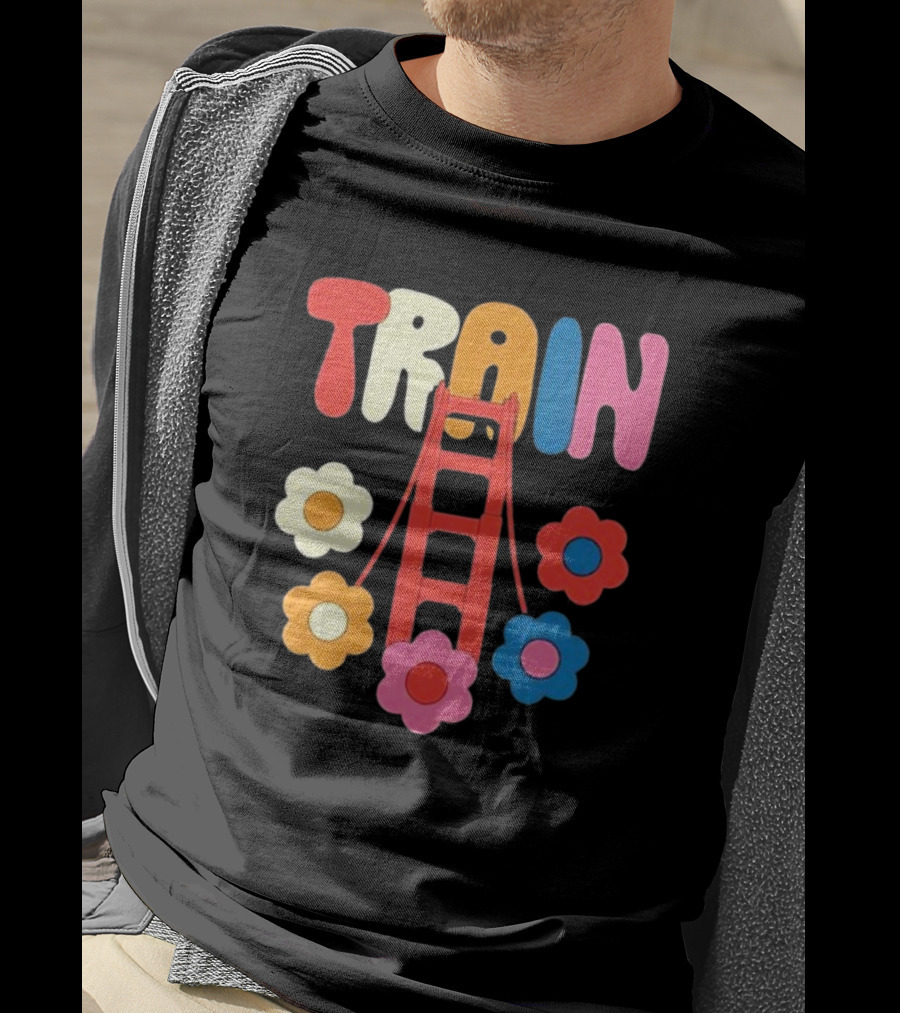 Train Golden Bridge Flowers T-Shirt