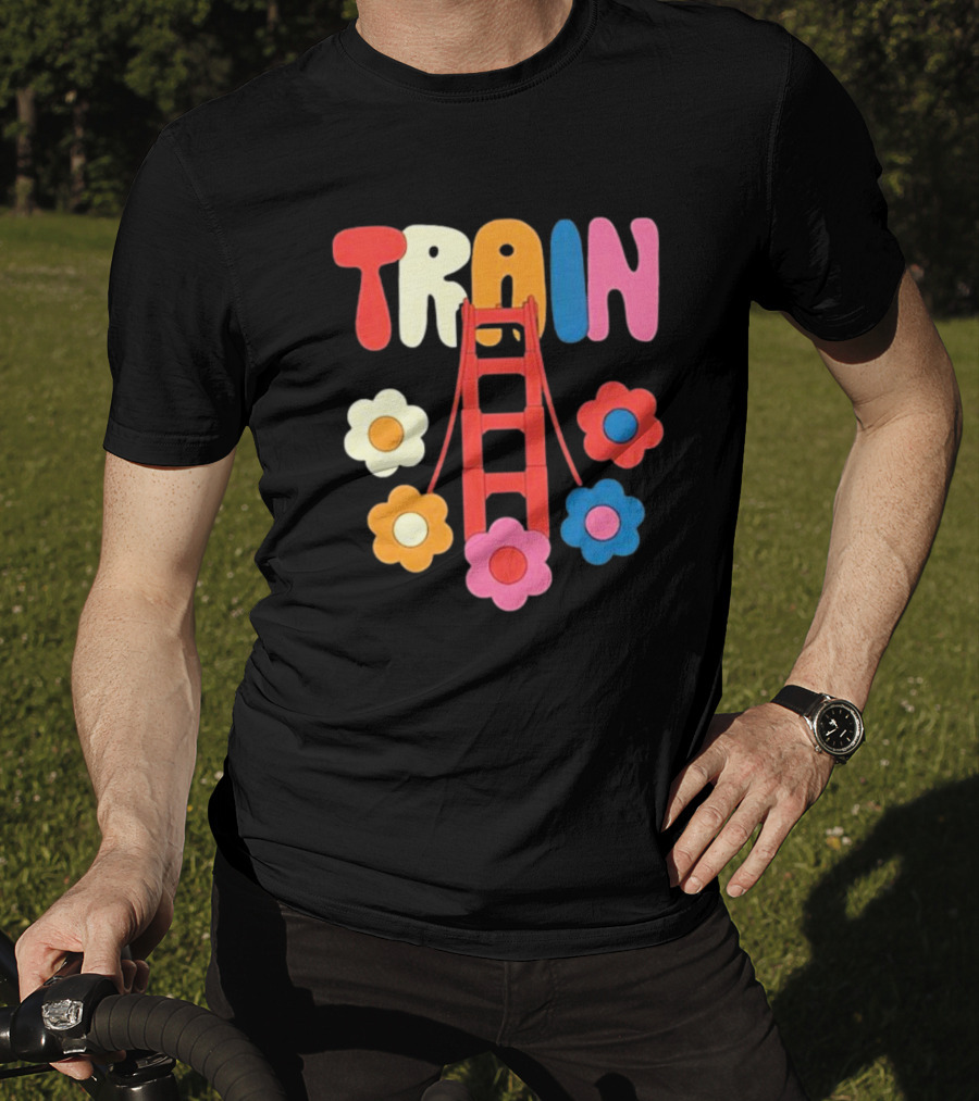 Train Golden Bridge Flowers T-Shirt
