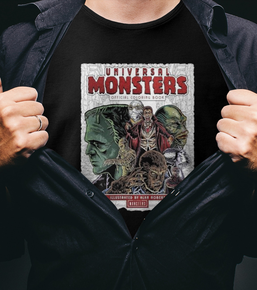 Universal Monsters Illustrated By Alan Robert Coloring Book T-Shirt