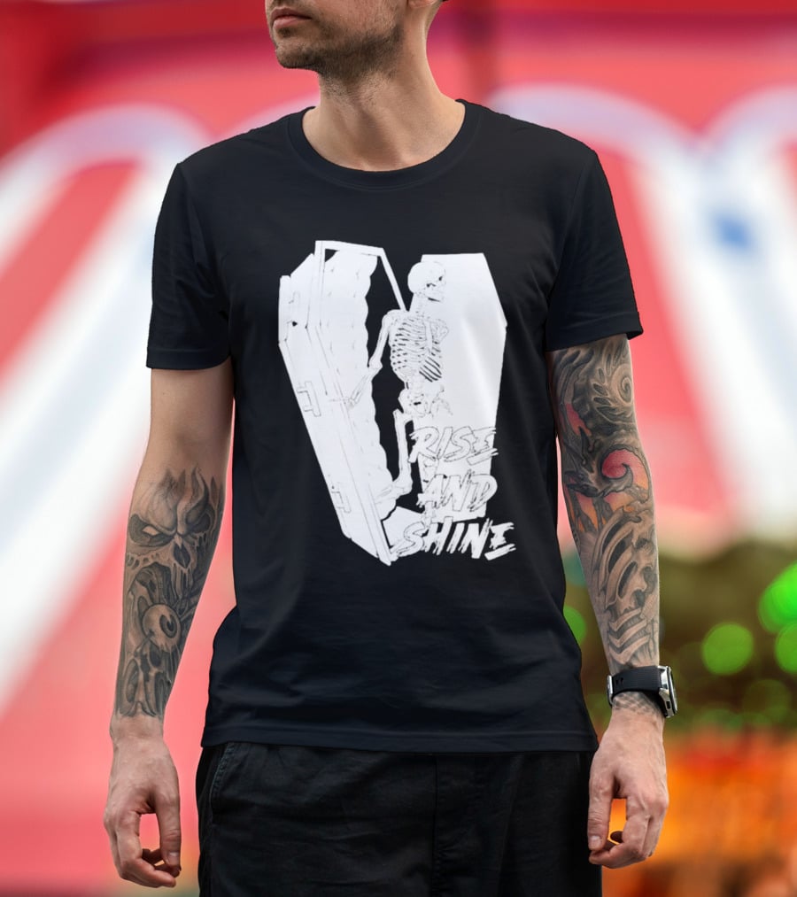 Rise And Shine Skeleton Emerging From Coffin T-Shirt