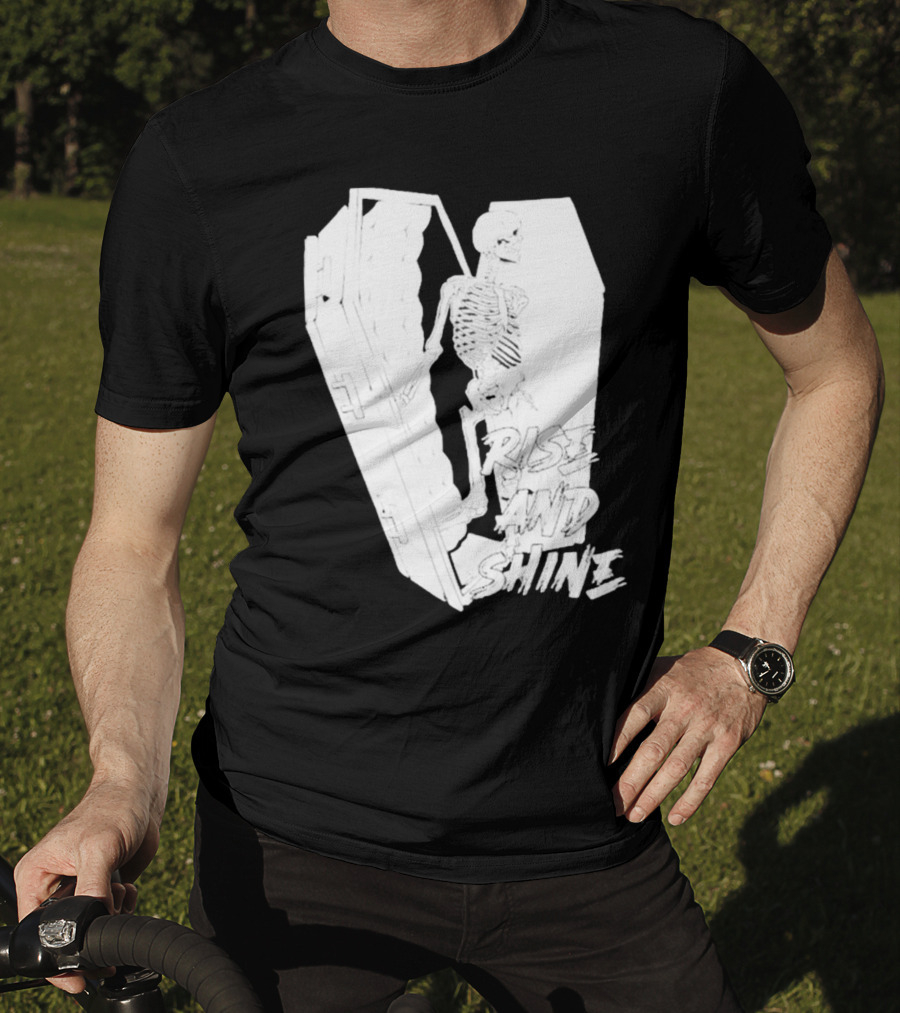 Rise And Shine Skeleton Emerging From Coffin T-Shirt