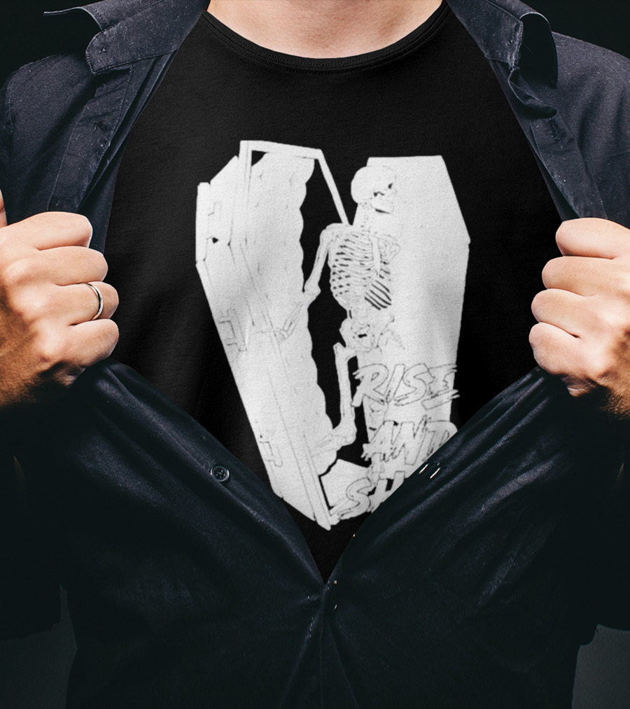 Rise And Shine Skeleton Emerging From Coffin T-Shirt