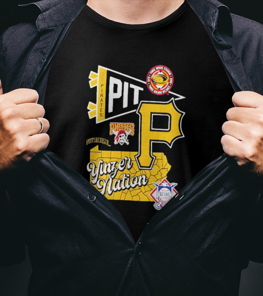 Pittsburgh Pirates PIT Logo Yinzer Nation Medical Firefighters Union T-Shirt