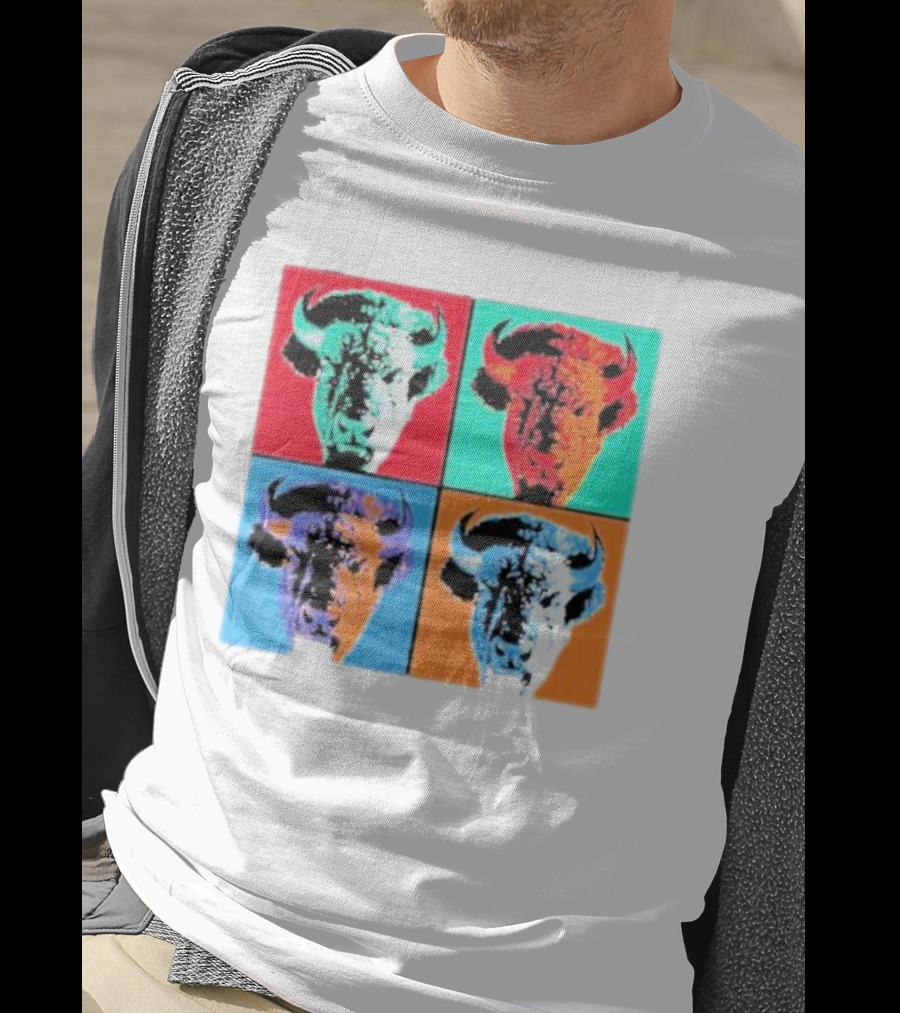 Pop Art Buffalo Quadrant In Vibrant Colors T-Shirt
