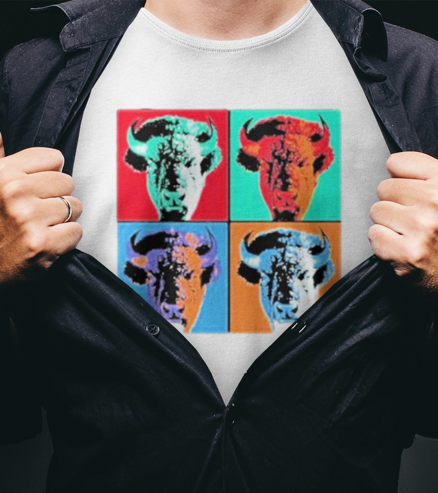 Pop Art Buffalo Quadrant In Vibrant Colors T-Shirt