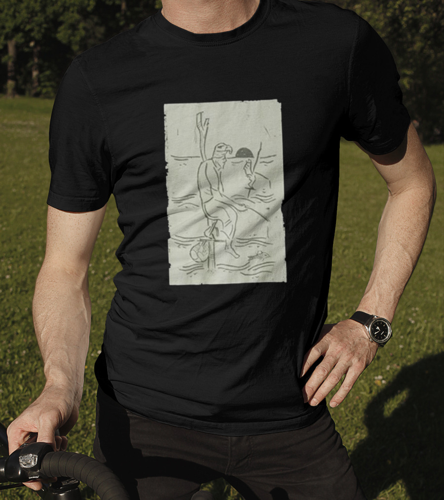 Sage Sri Lanka Stilt Fisherman Drawing T-Shirt