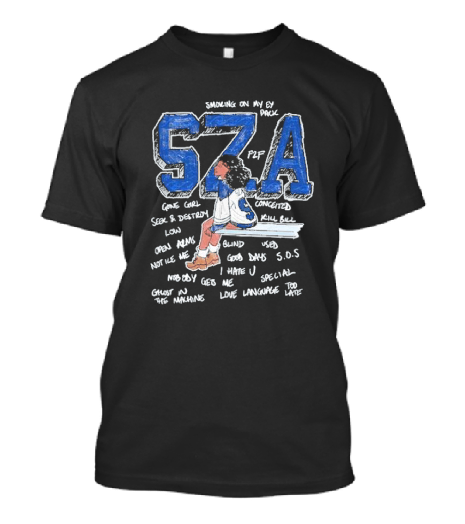 SZA S.O.S Sketchbook Gone Girl Kill Bill Good Days Special Ghost In The Machine T-Shirt
