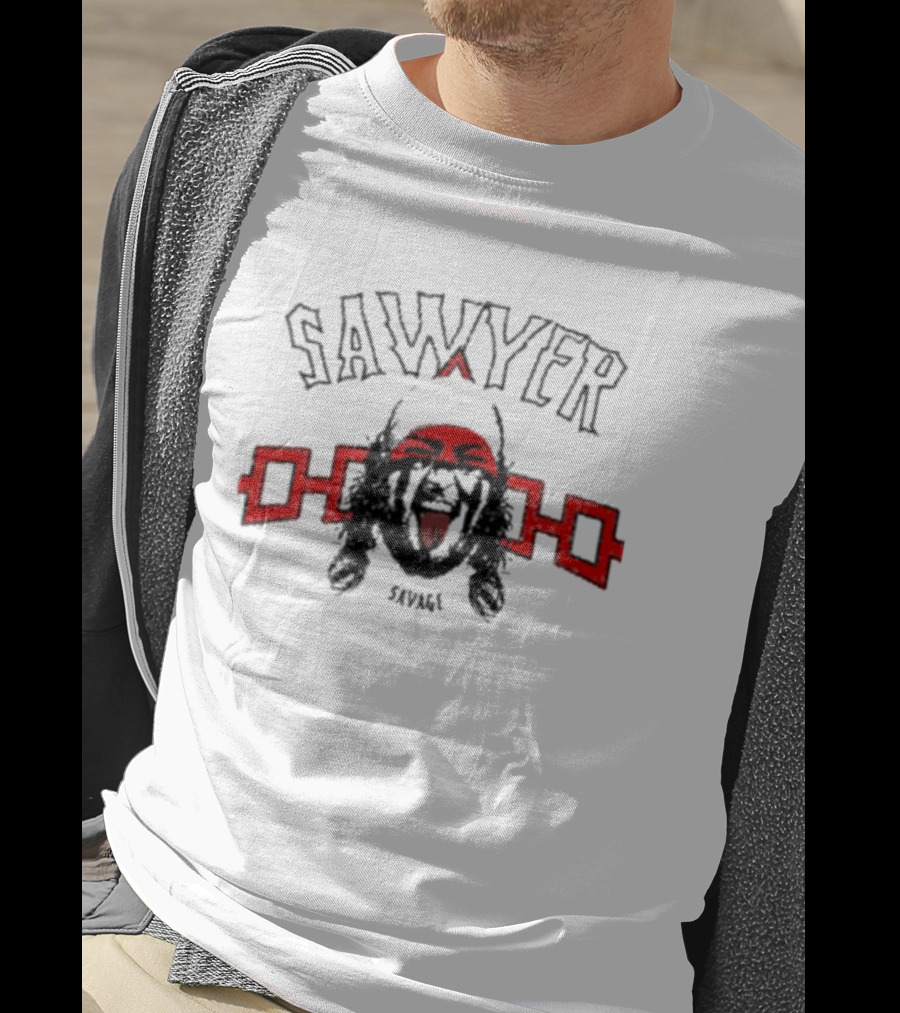 Sawyer Savage Graphic With Red Tribal Elements T-Shirt