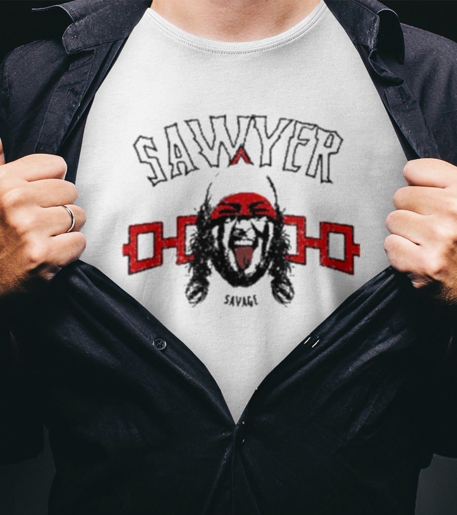 Sawyer Savage Graphic With Red Tribal Elements T-Shirt