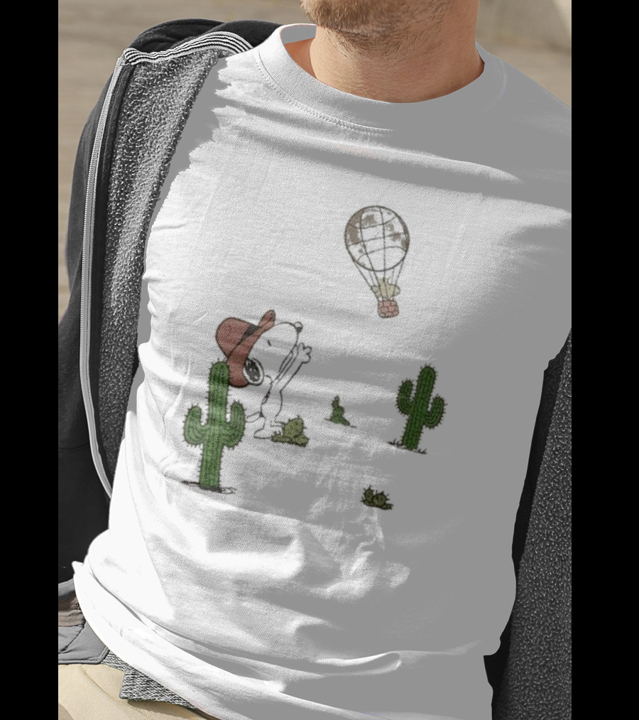 Peanuts Snoopy Woodstock Cactus Western Cowboy Balloon Women's T-Shirt