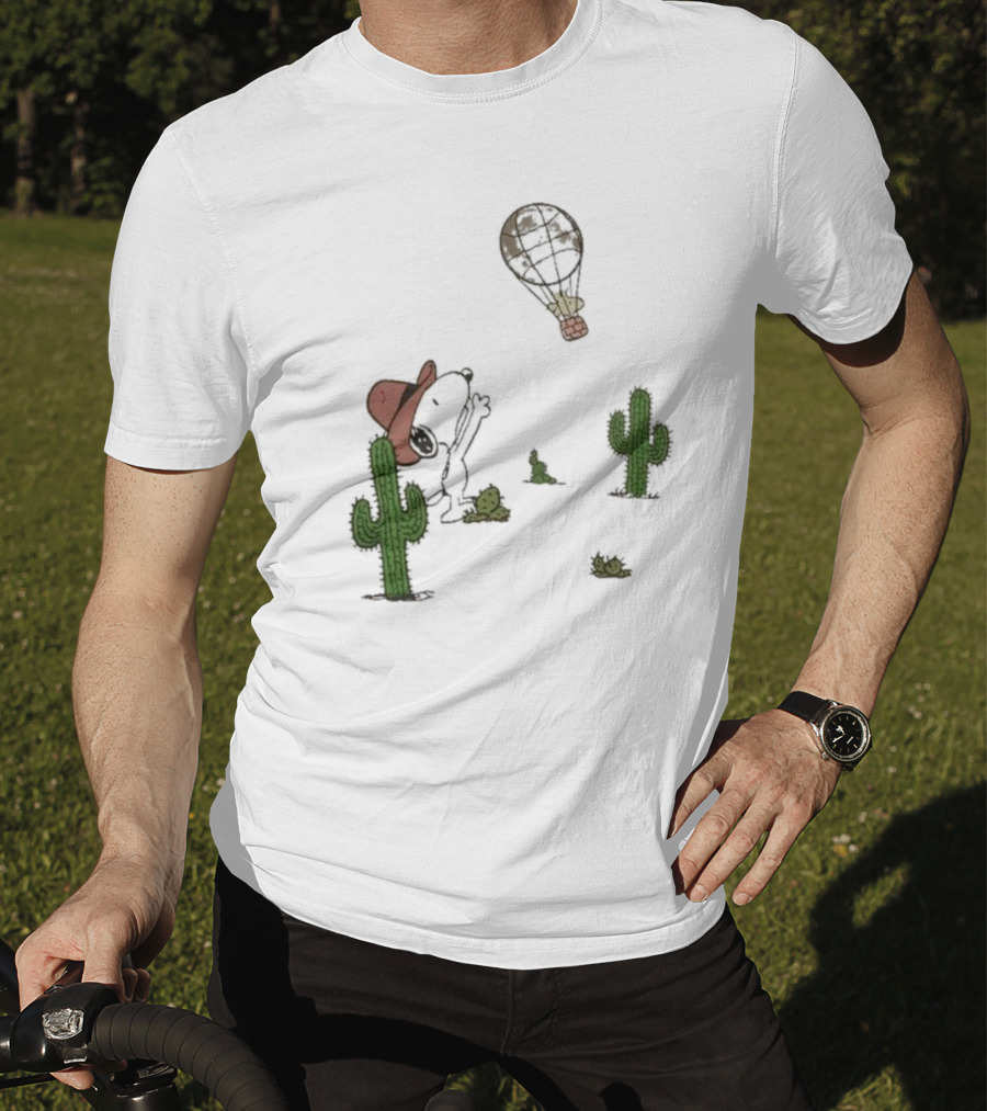 Peanuts Snoopy Woodstock Cactus Western Cowboy Balloon Women's T-Shirt