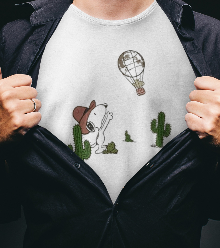 Peanuts Snoopy Woodstock Cactus Western Cowboy Balloon Women's T-Shirt