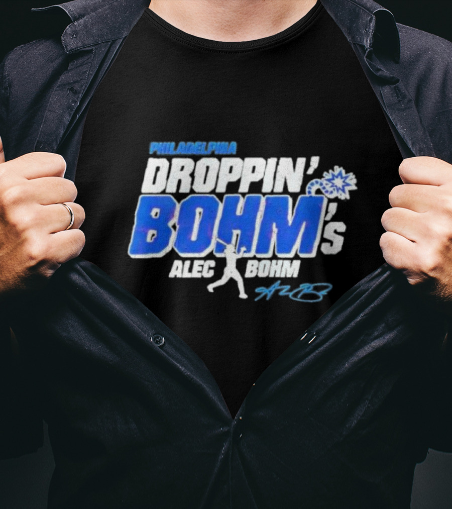 Philadelphia Droppin Bohm’s Alec Bohm Signature Baseball Text T-Shirt