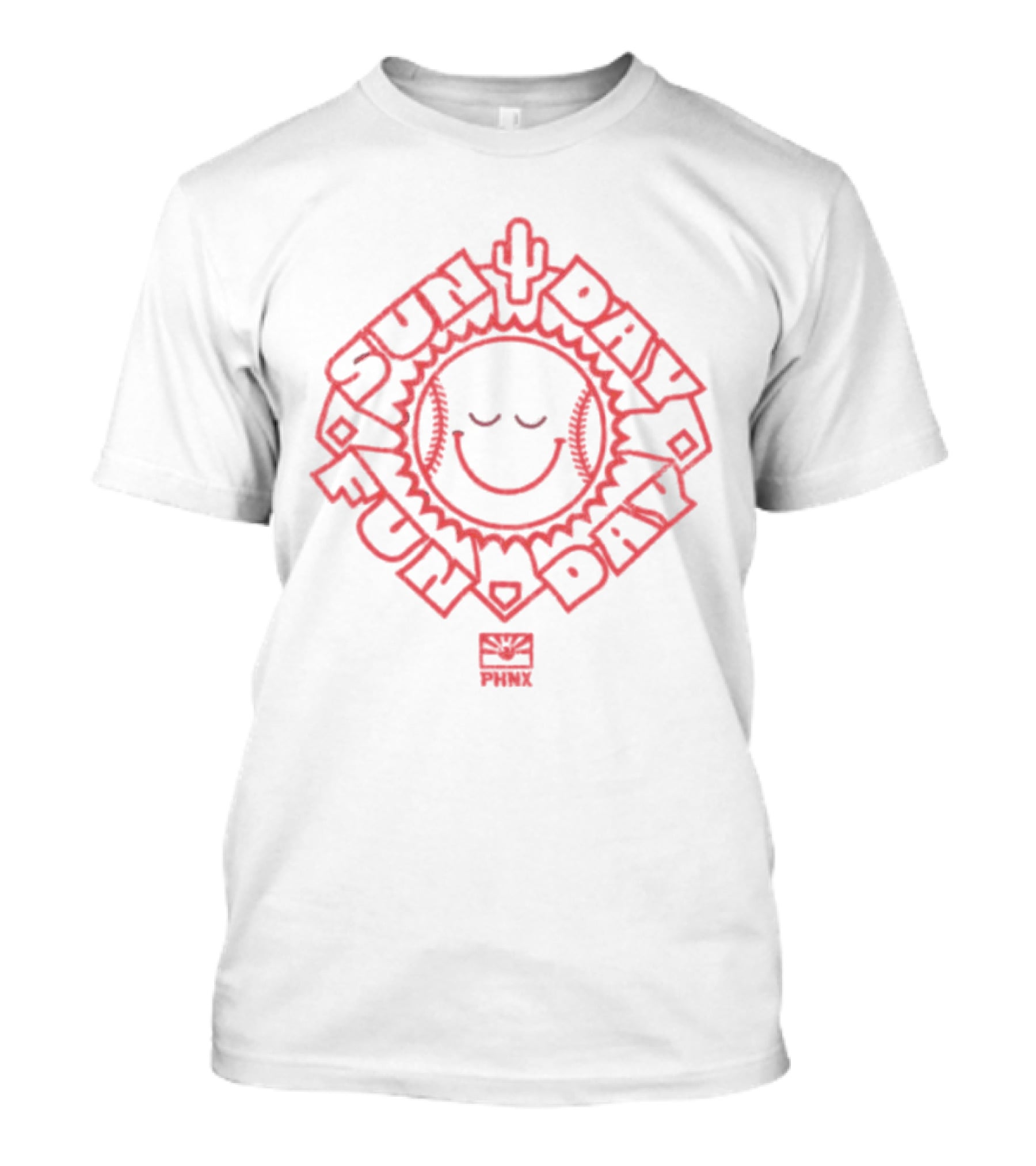 Phnx Sun Day Fun Day Baseball Happy Face Cactus T-Shirt
