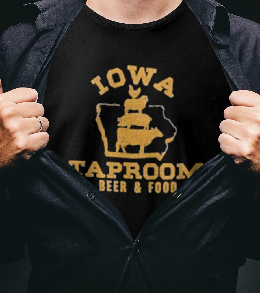 Iowa Taproom Beer And Food Farm Animals Stacked In Iowa Shape T-Shirt