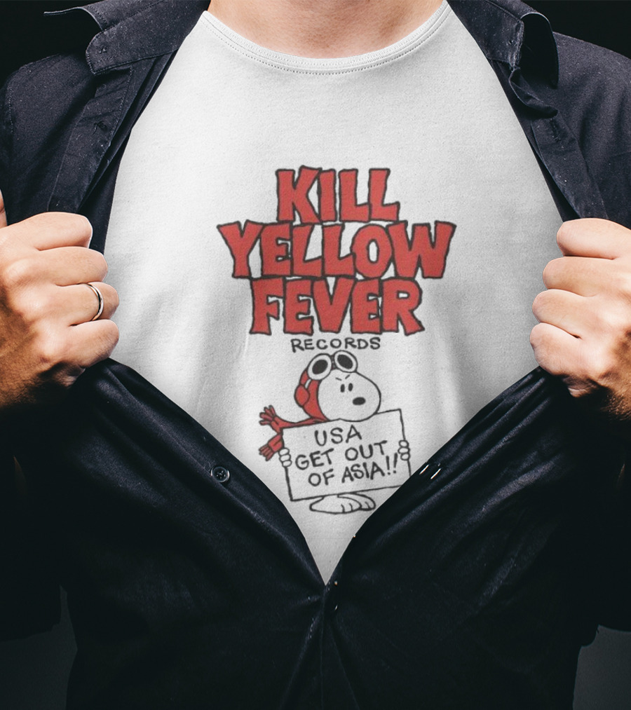 Kill Yellow Fever Records USA Get Out Of Asia Comic Protest T-Shirt