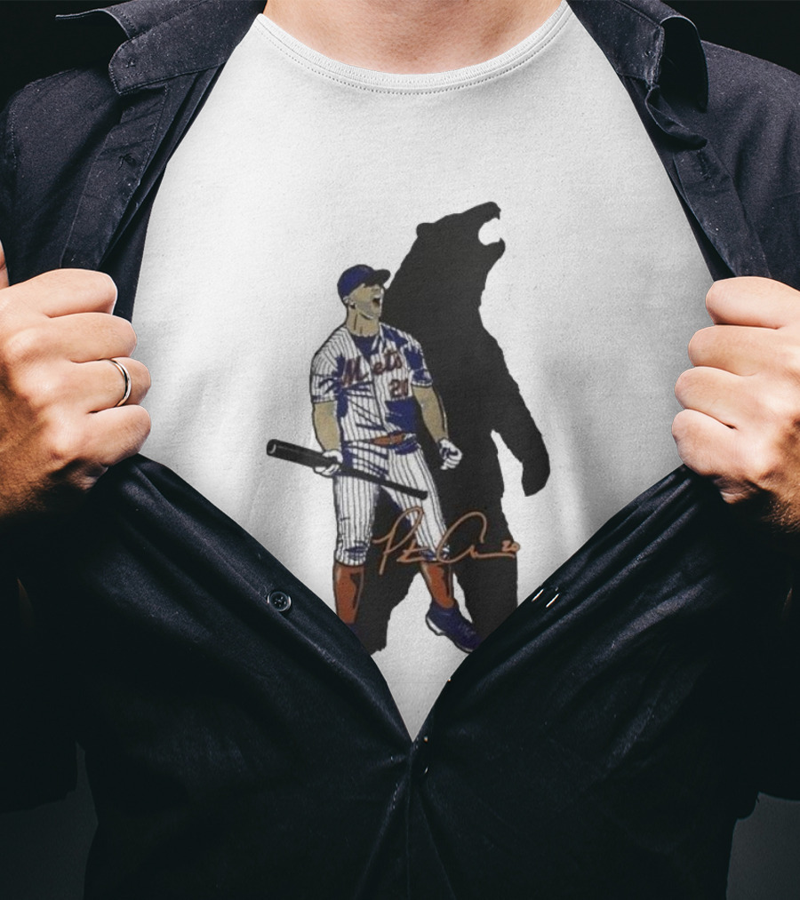 New York Mets Pete Alonso Signature And Shadow Baseball Fan T-Shirt