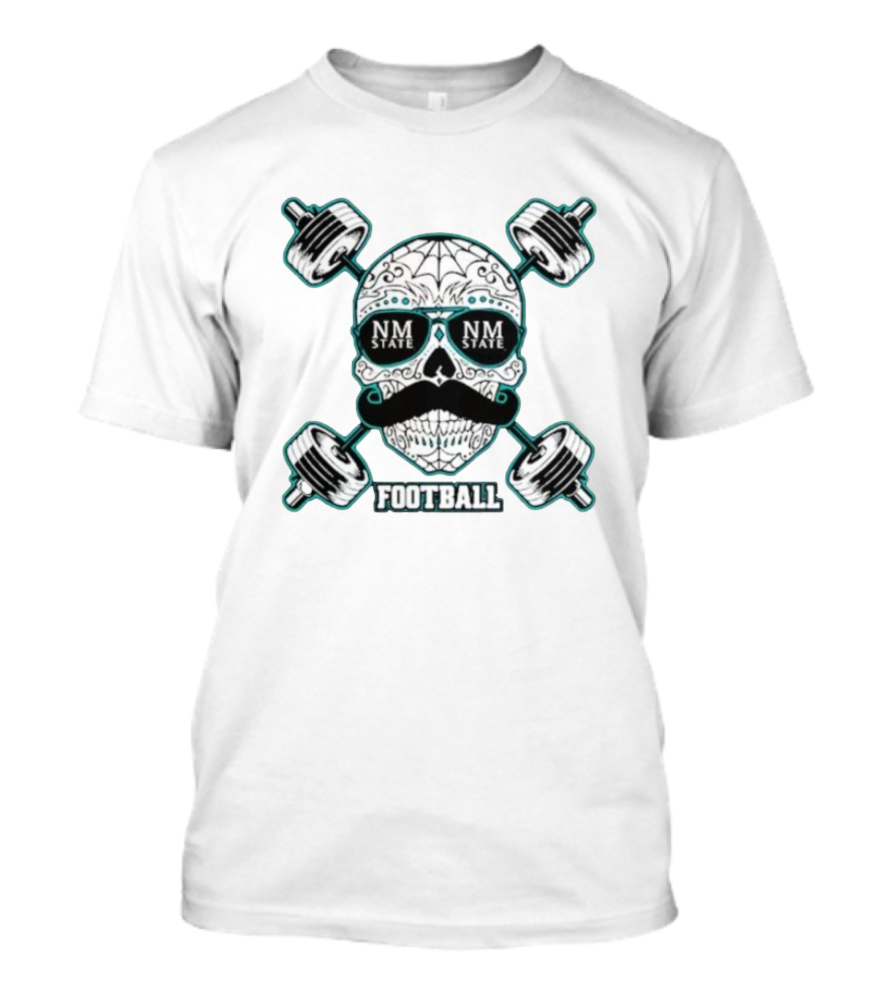 NM State Los Aggies Football Skull With Dumbbells T-Shirt