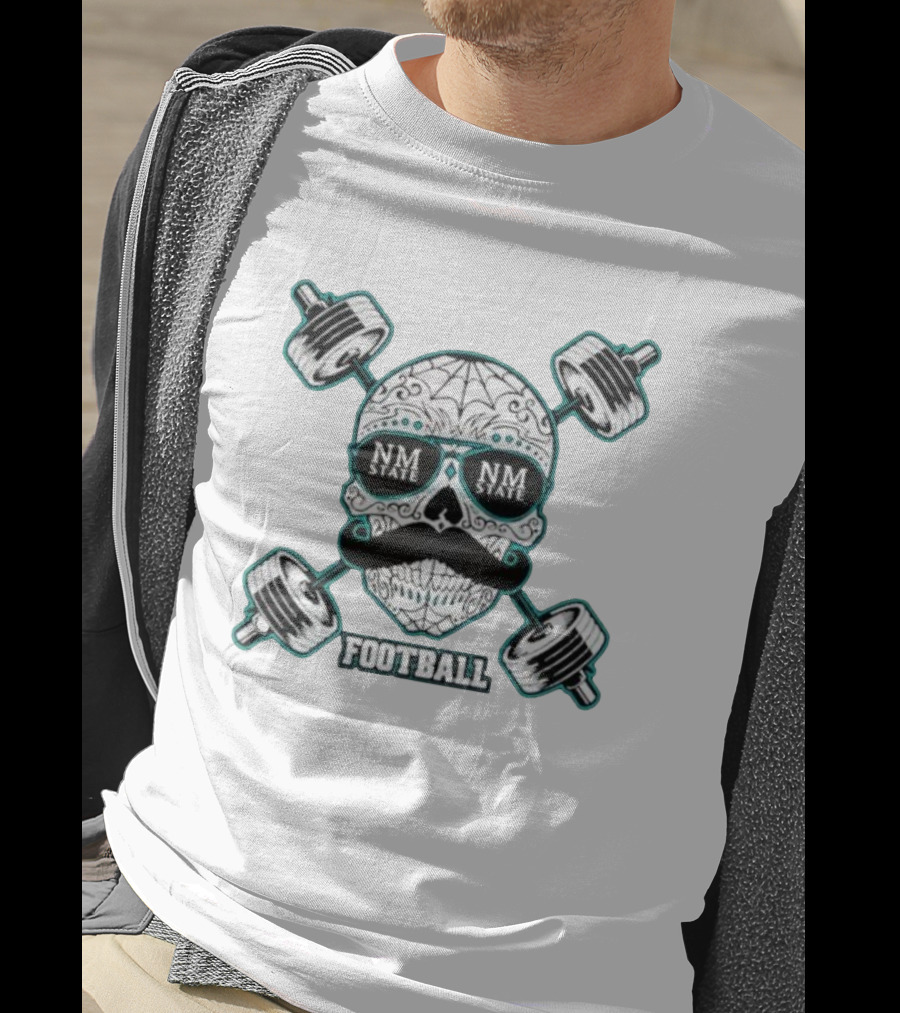 NM State Los Aggies Football Skull With Dumbbells T-Shirt