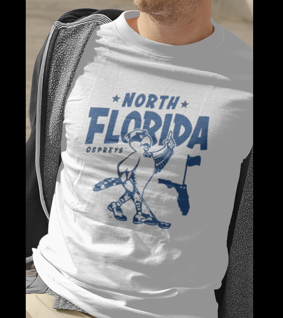 North Florida Ospreys Golfing Mascot Florida Map T-Shirt