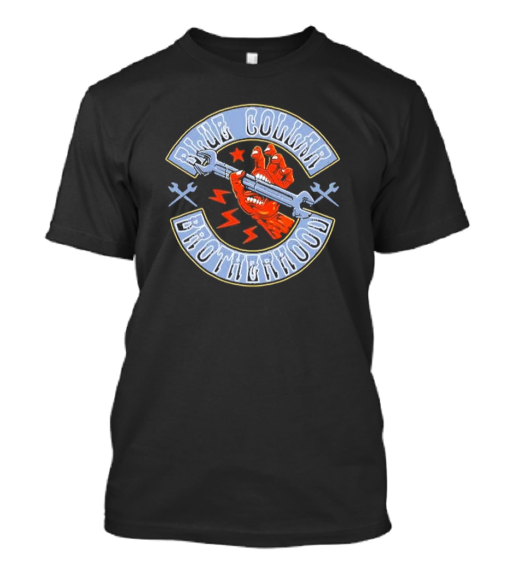 Ikhsan Blue Collar Brotherhood Wrench Fist And Stars T-Shirt