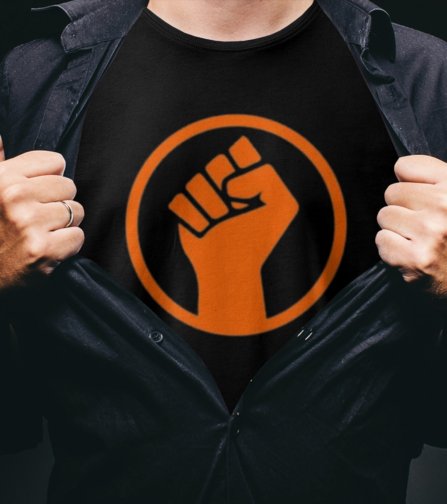 Mad Liberals Orange Fist Symbol In Circle T-Shirt