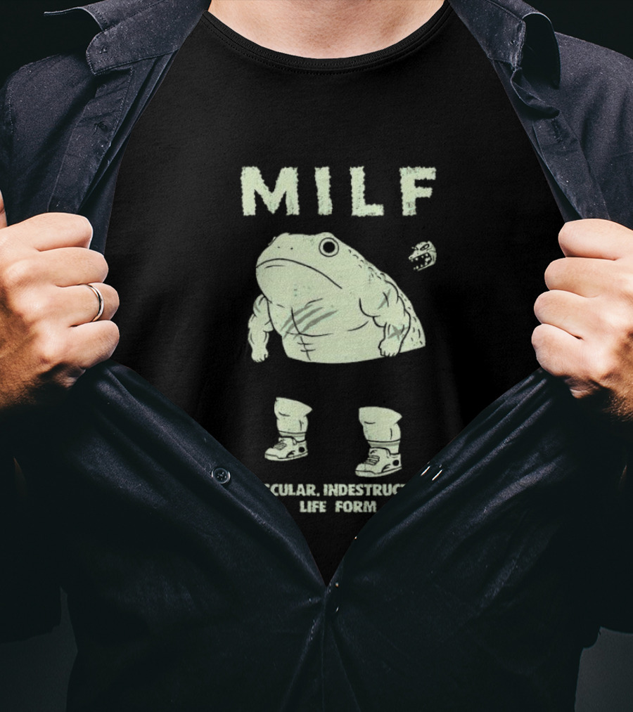MILF Muscular Indestructible Life Form Frog With Sneakers T-Shirt