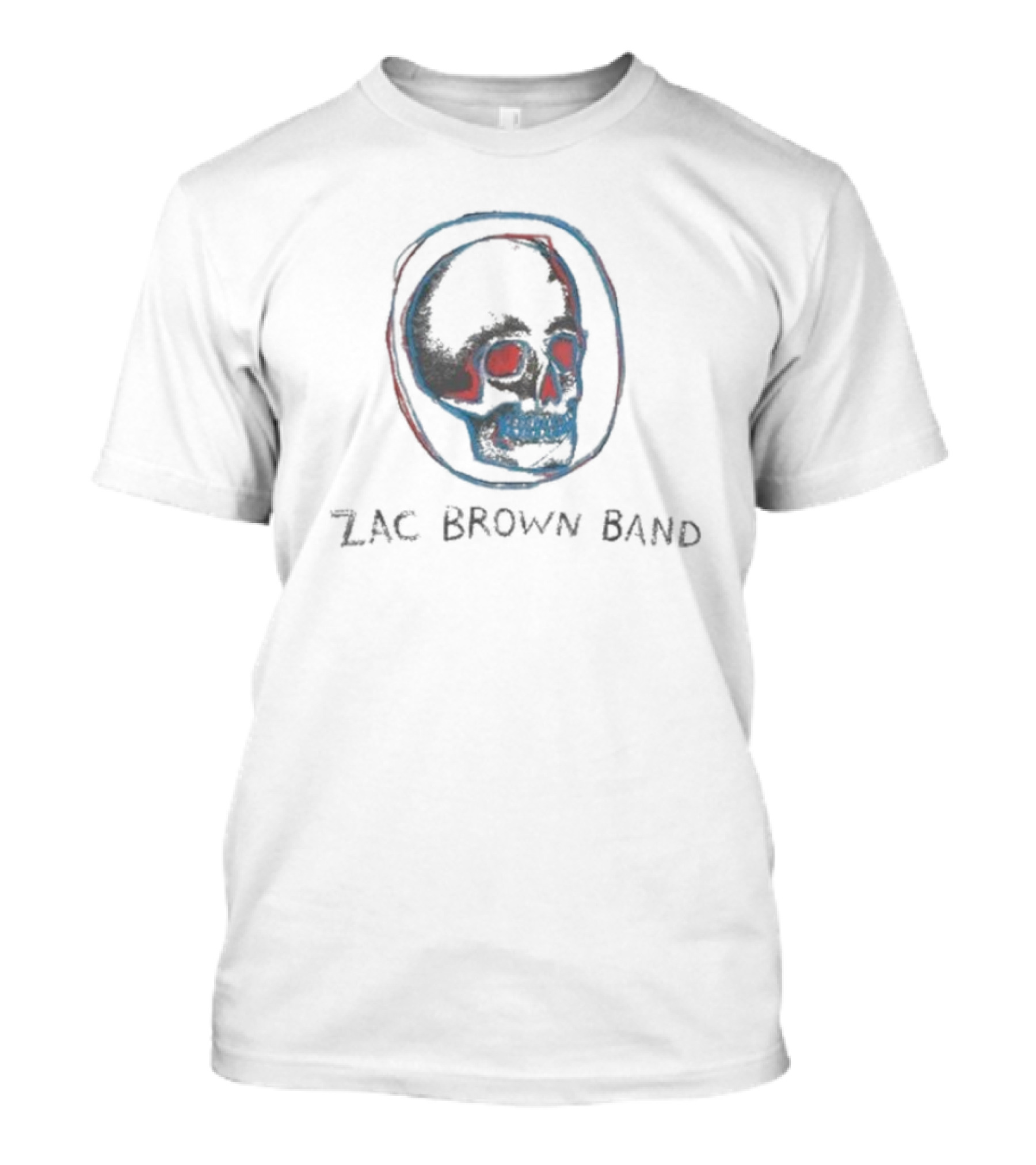 Zac Brown Band Red And Blue Skull Emblem T-Shirt