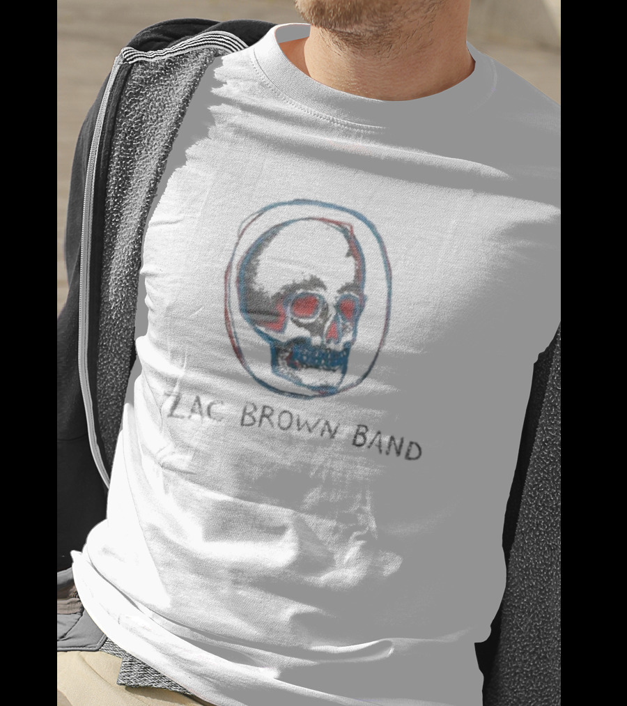 Zac Brown Band Red And Blue Skull Emblem T-Shirt