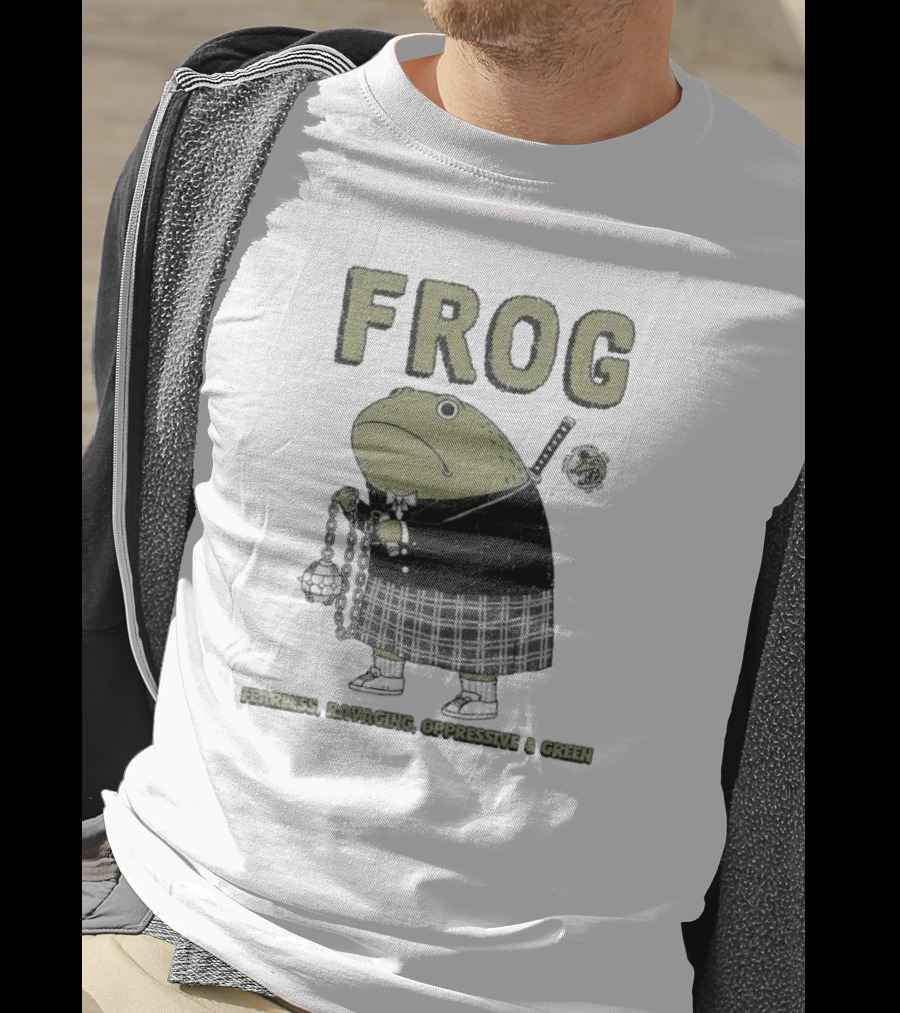 Frog Fearless Ravaging Oppressive And Green Plaid Outfit Chain Weapon T-Shirt
