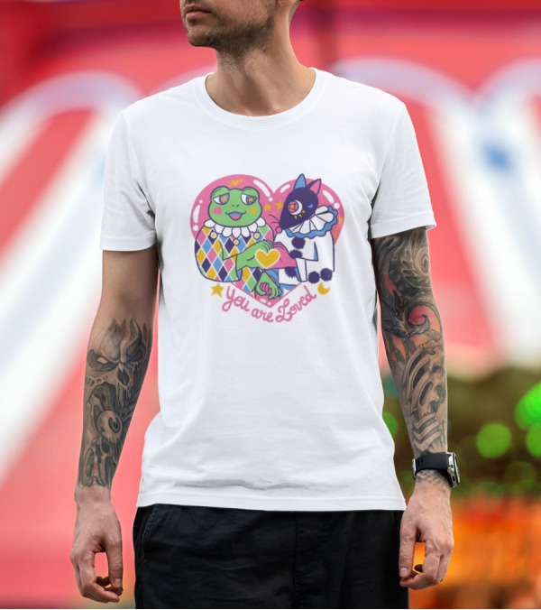 Premium T-Shirt: You Are Loved Harlequin X Pierrot Clown Heart Connection T-Shirt You Are Loved Harlequin X Pierrot Clown Heart Connection T-Shirt