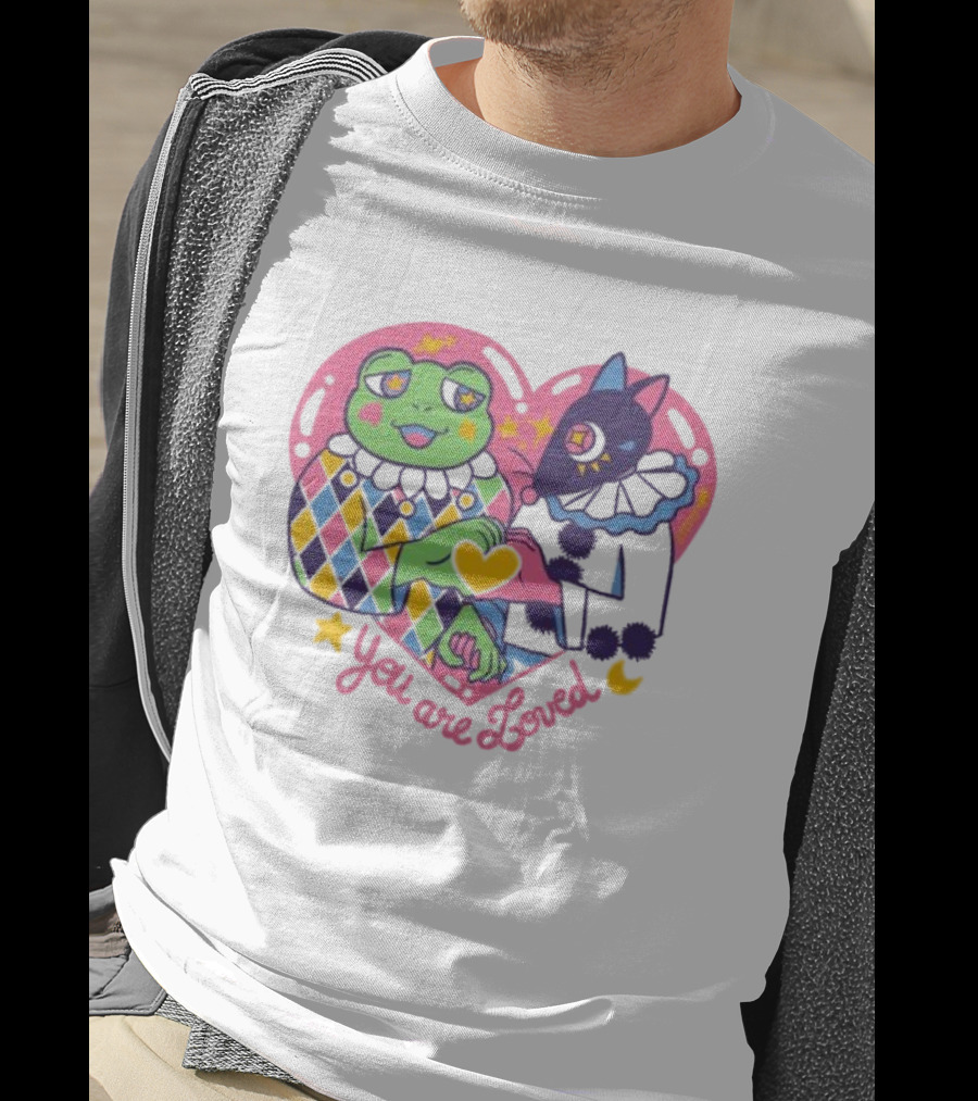 You Are Loved Harlequin X Pierrot Clown Heart Connection T-Shirt