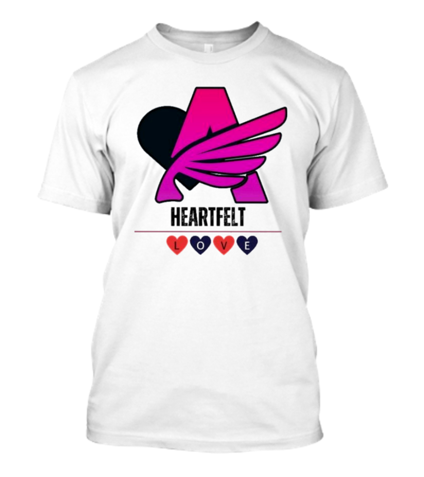 Heartfelt Love Pink Winged Heart T-Shirt