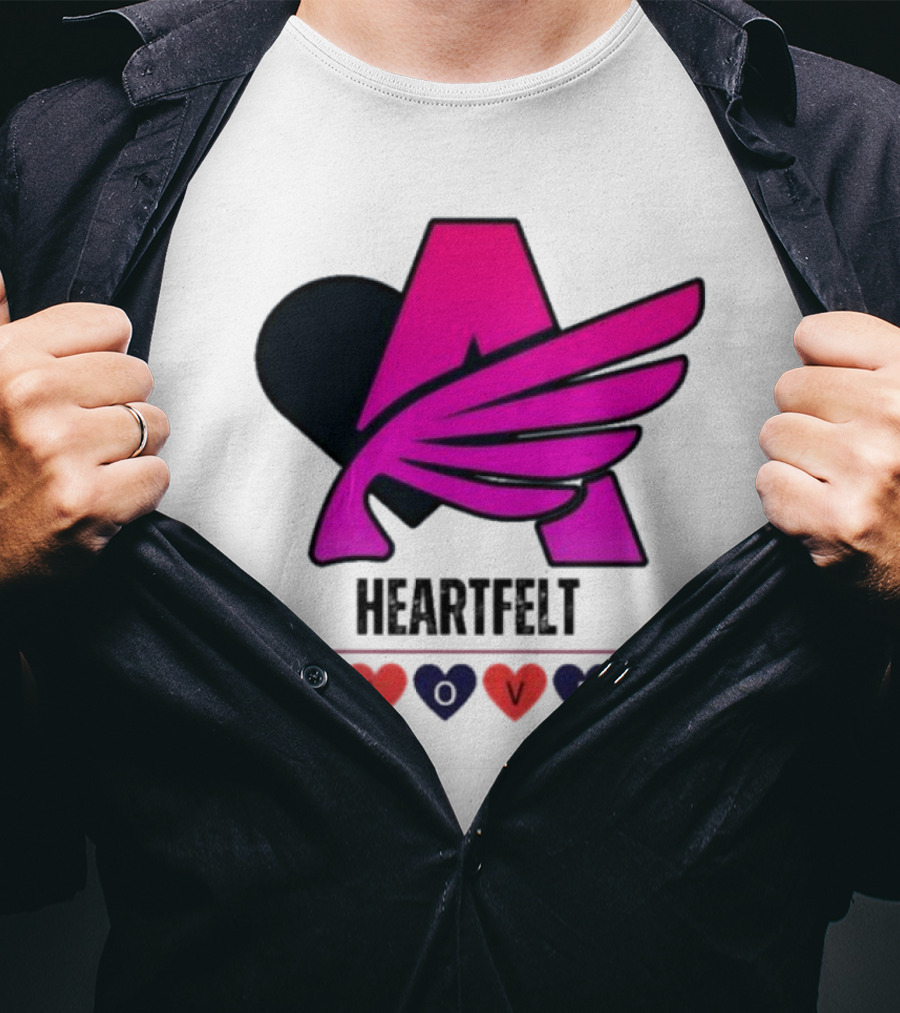 Heartfelt Love Pink Winged Heart T-Shirt