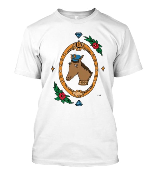 Horse Cop Mom Badge With Floral Ornament And Jewel Icons T-Shirt