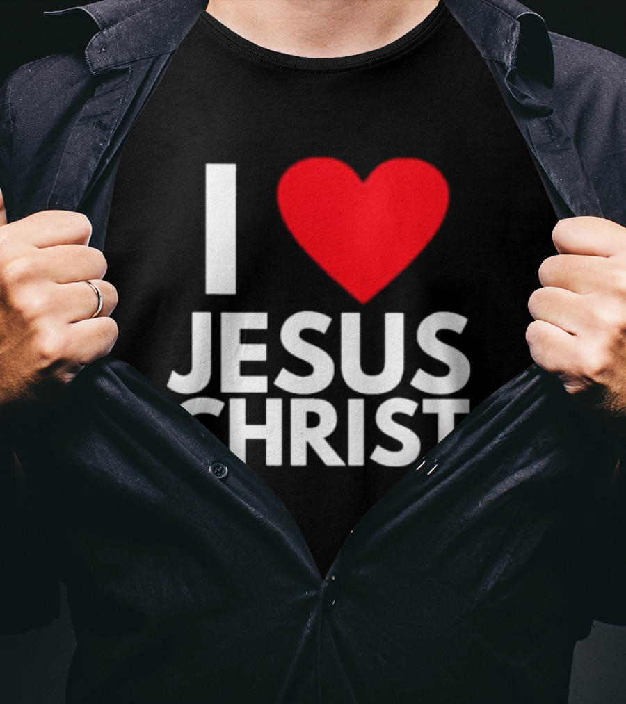I Love Jesus Christ Christian Red Heart T-Shirt
