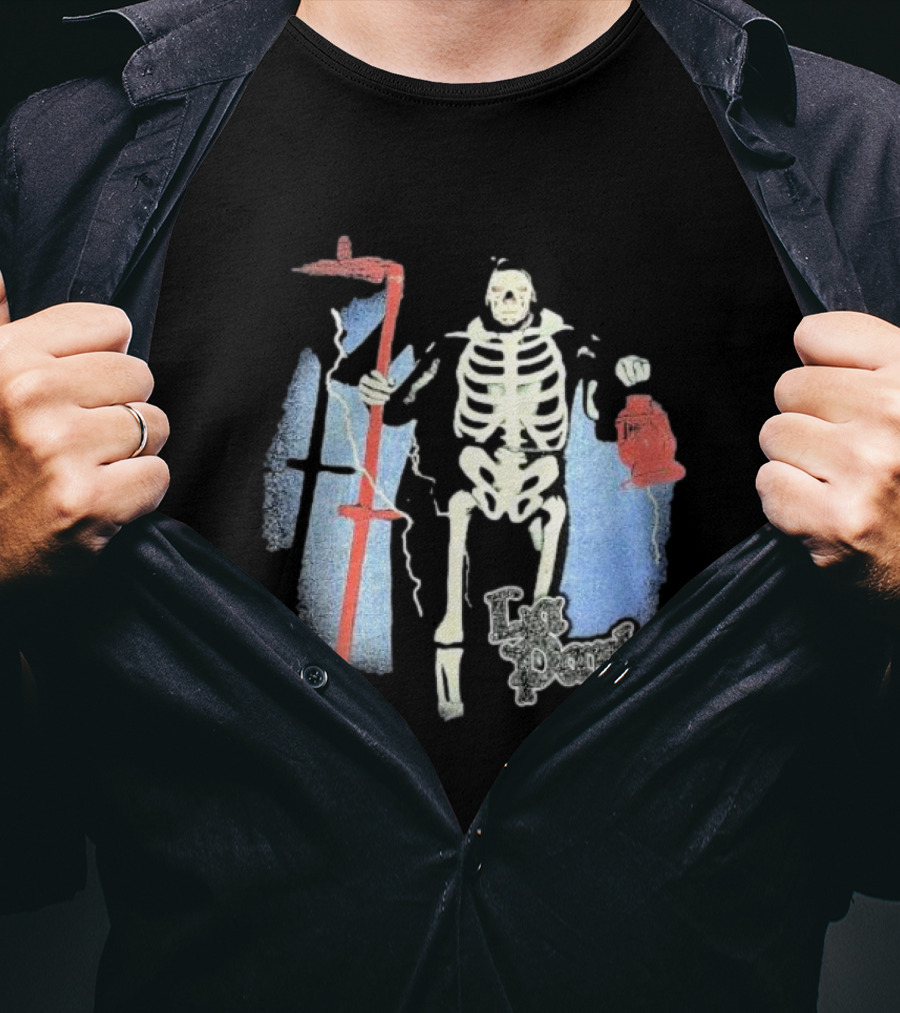 Lucha Box Mystery La Parka Skeleton With Scythe And Lantern T-Shirt