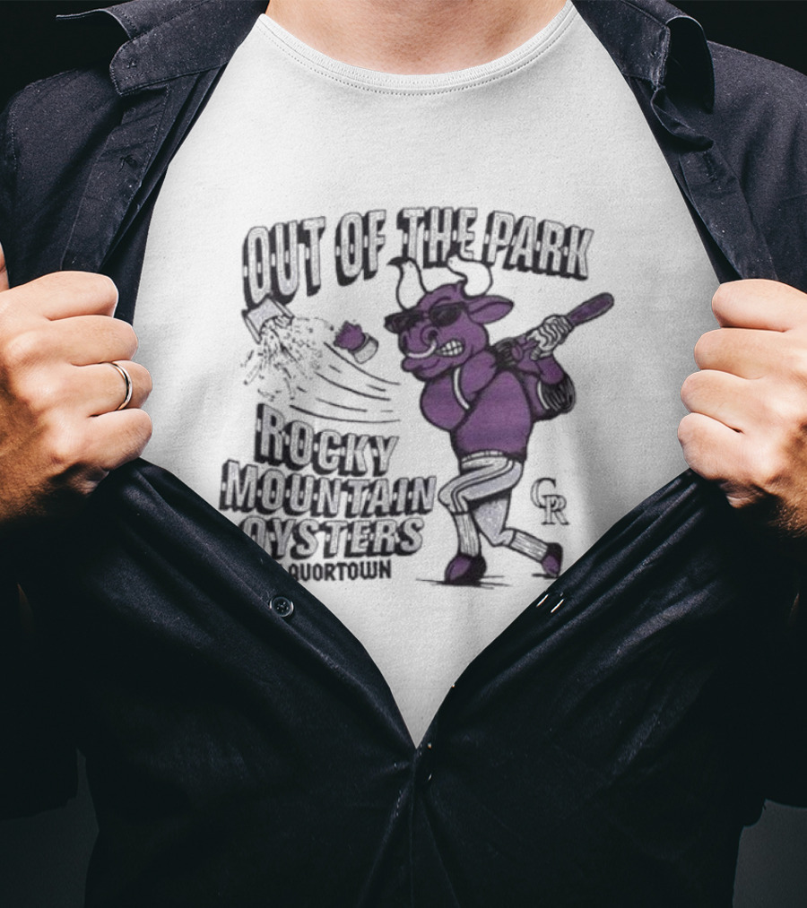 Mlb X Flavortown Colorado Rockies Cow Swinging Bat T-Shirt