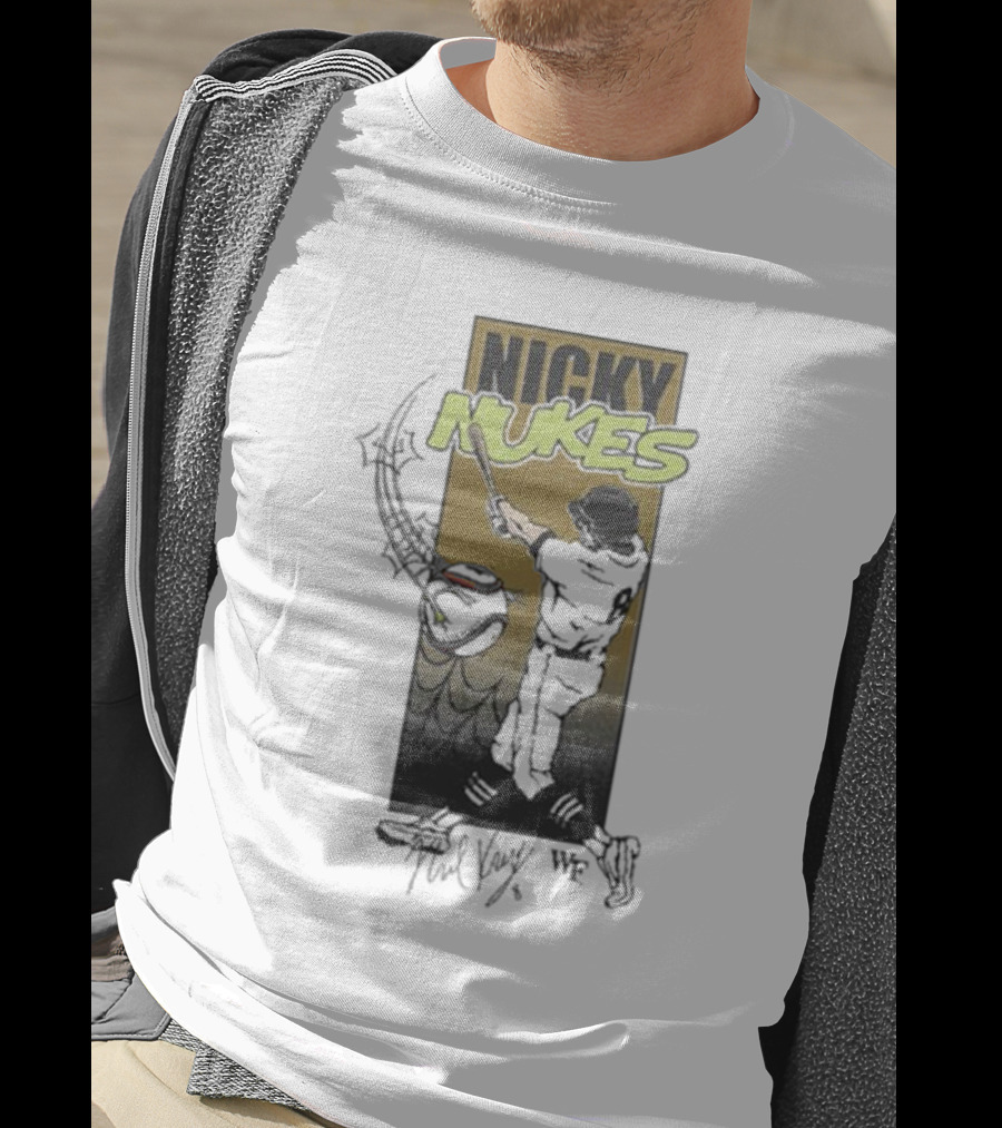 Nicky Nukes Baseball Player Batting With Spider T-Shirt